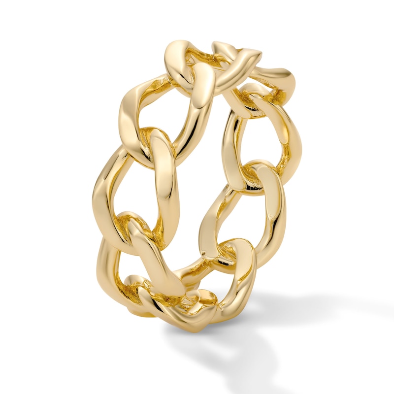 14K Gold Plated Curb Chain-Link Band - Size 10.5