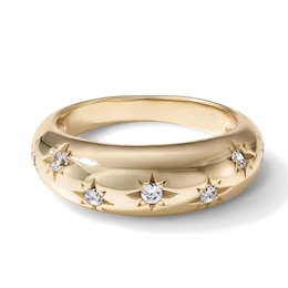 14K Gold Plated CZ Puff Celestial Ring - Size 7