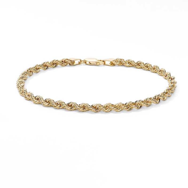14K Gold Plated 4mm Rope Chain Bracelet - 8.5"