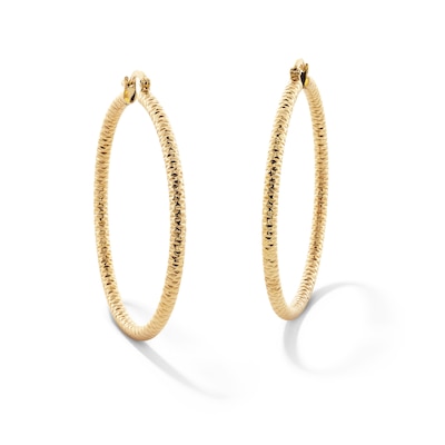 24K Gold Plated 50mm Diamond-Cut Hoops