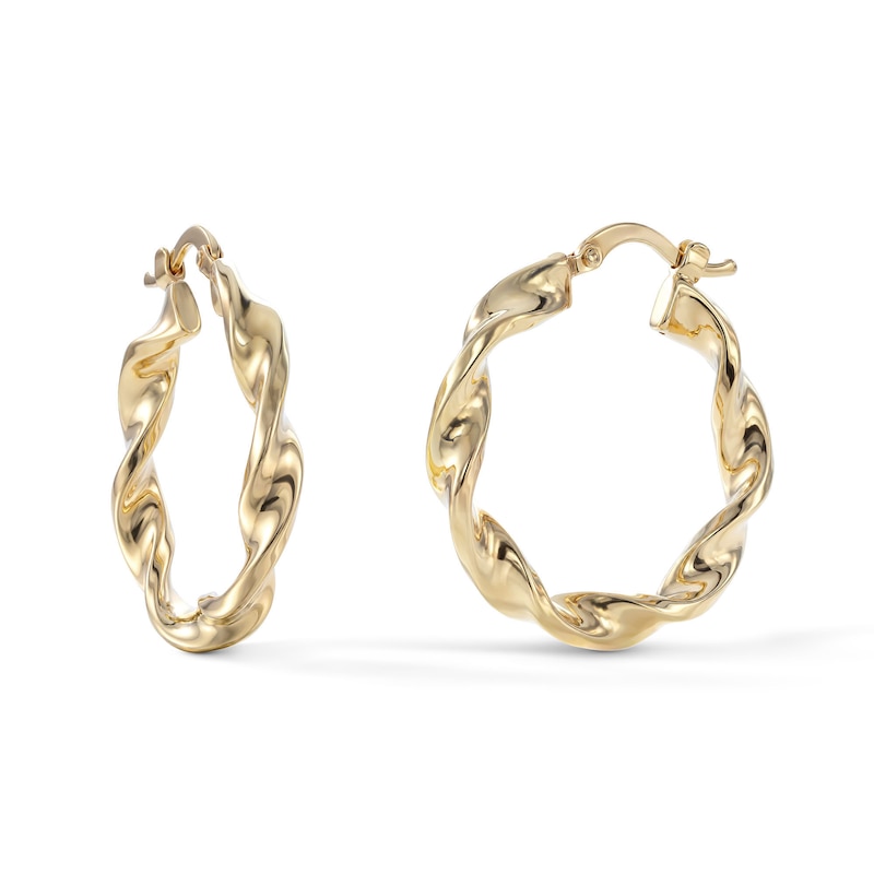 24K Gold Plated 28mm Twist Hoops