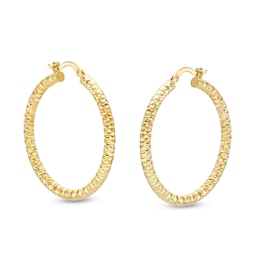 24K Gold Plated Hoop 35mm Diamond-Cut Hoops