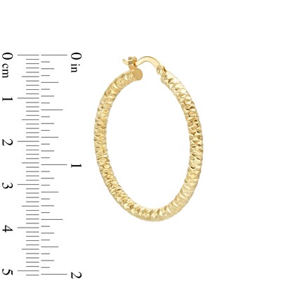 24K Gold Plated Hoop 35mm Diamond-Cut Hoops