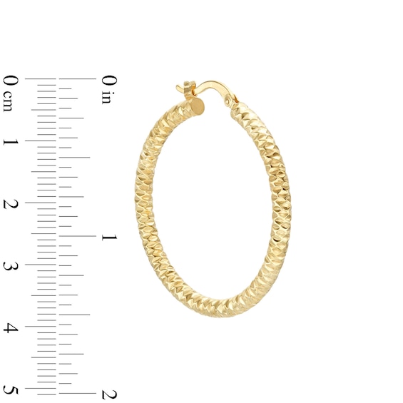 24K Gold Plated Hoop 35mm Diamond-Cut Hoops