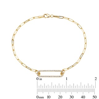 24K Gold Plated CZ Paperclip Chain Bracelet - 7.5"