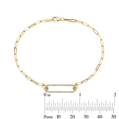 24K Gold Plated CZ Paperclip Chain Bracelet - 7.5"
