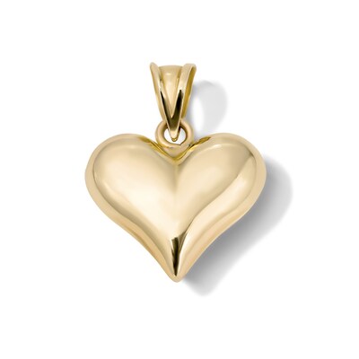 10K Gold Bonded Puff Heart Necklace Charm
