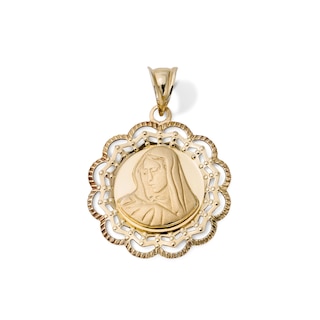10K Gold Bonded Filagree Virgin Mary Necklace Charm