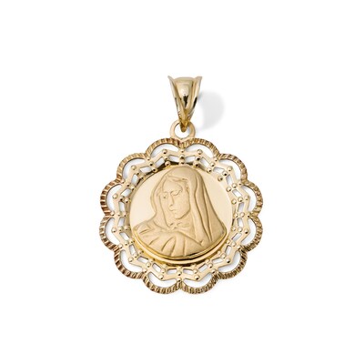 10K Gold Bonded Filagree Virgin Mary Necklace Charm