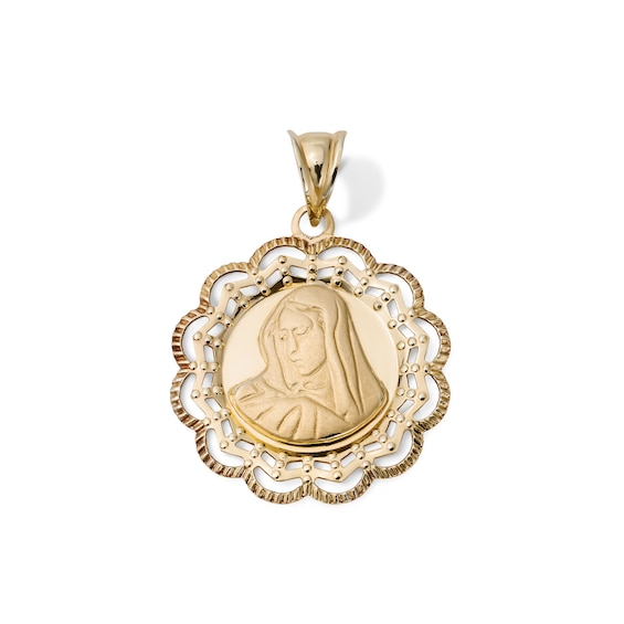 10K Gold Bonded Filagree Virgin Mary Necklace Charm