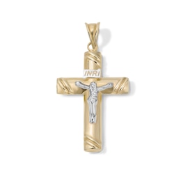 10K Gold Bonded Two-Tone Crucifix Necklace Charm