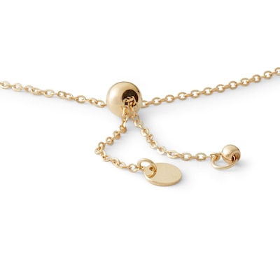 14K Gold Plated CZ Double Heart Bolo Bracelet - 9"