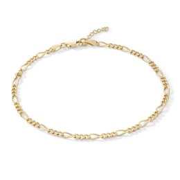 14K Gold Plated 3mm Figaro Chain Anklet - 10"