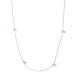 14K Gold Plated Cultured Freshwater Pearl Station Necklace - 16" + 2"