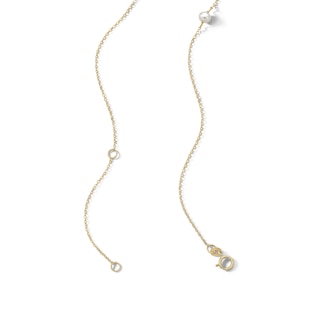 14K Gold Plated Cultured Freshwater Pearl Station Necklace - 16" + 2"