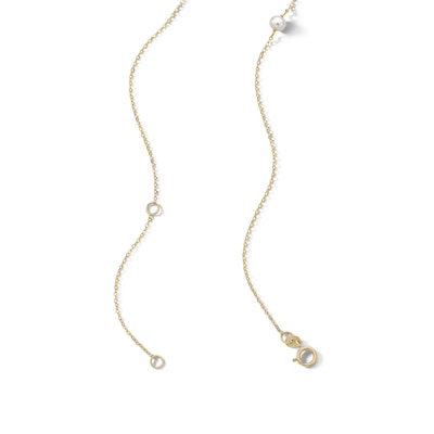 14K Gold Plated Cultured Freshwater Pearl Station Necklace - 16" + 2"