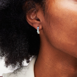 14K Gold Plated Blue CZ Ombré J-Hoops