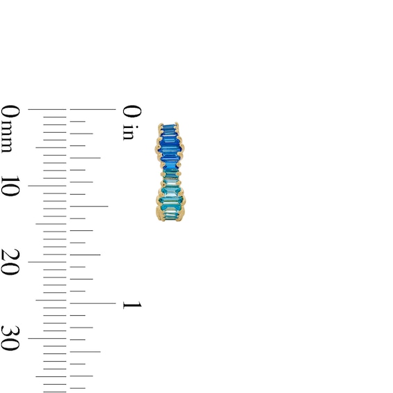 14K Gold Plated Blue CZ Ombré J-Hoops