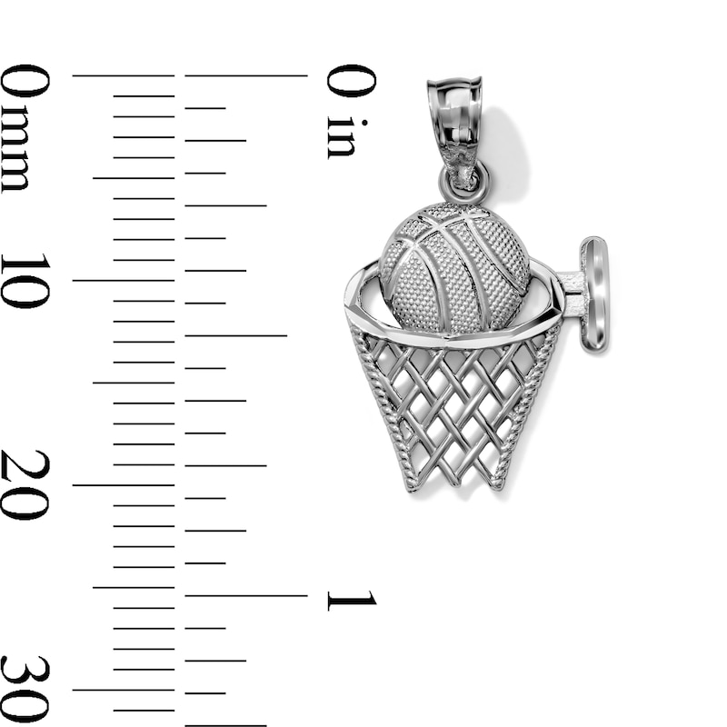 Solid Sterling Silver Basketball Hoop Necklace Charm