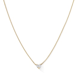 14K Gold Plated CZ Heart Solitaire Necklace - 16" + 2"