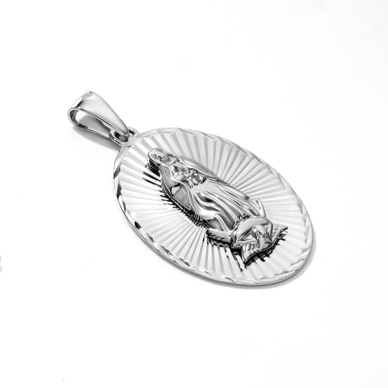 Silver-Plated Oval Lady of Guadalupe Necklace Charm