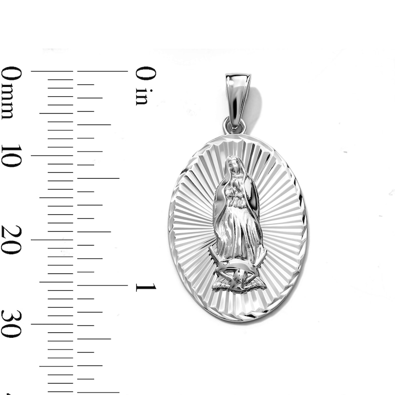 Silver-Plated Oval Lady of Guadalupe Necklace Charm