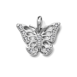Silver-Plated CZ Butterfly Necklace Charm
