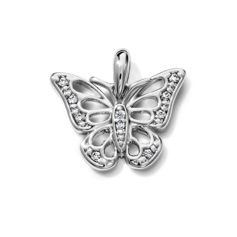 Silver-Plated CZ Butterfly Necklace Charm