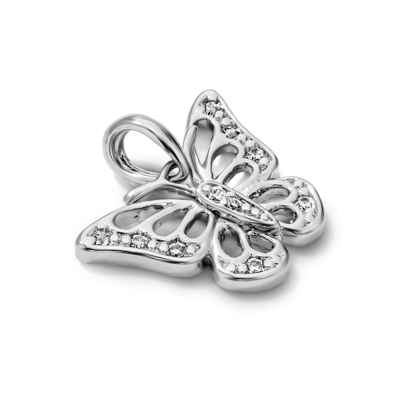 Silver-Plated CZ Butterfly Necklace Charm