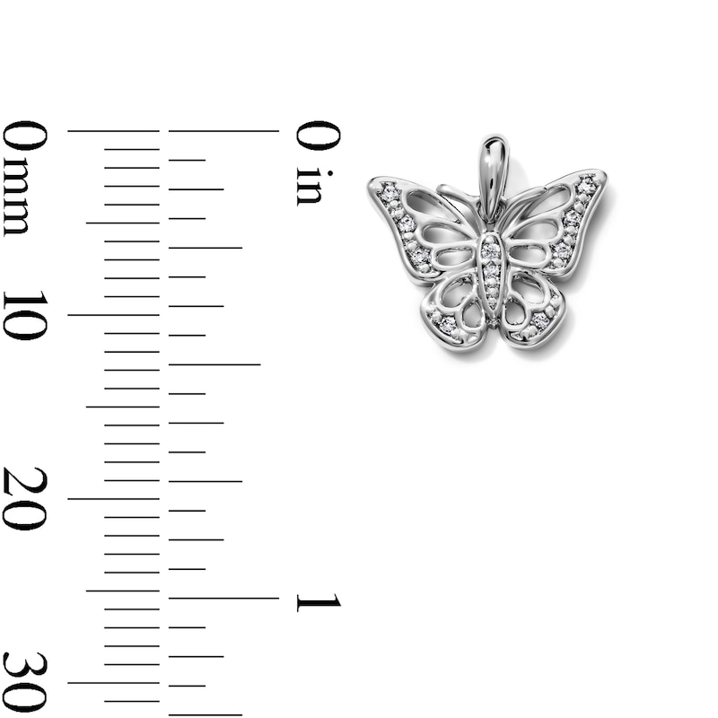 Silver-Plated CZ Butterfly Necklace Charm