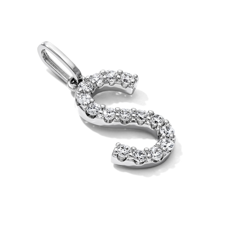 Silver-Plated CZ "S" Initial Necklace Charm