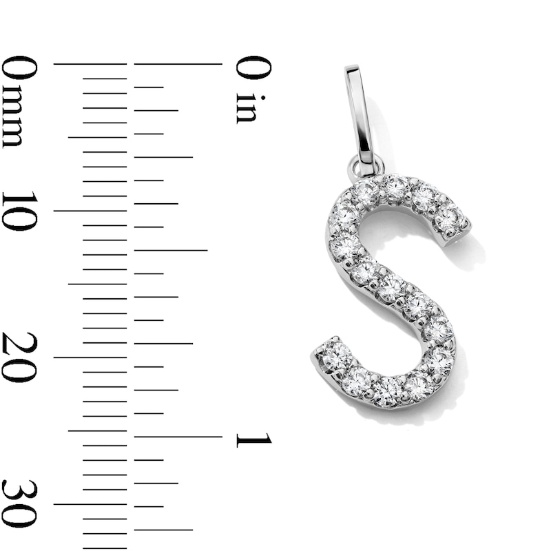 Silver-Plated CZ "S" Initial Necklace Charm