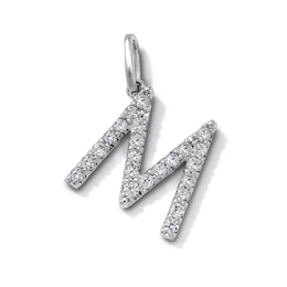 Silver-Plated CZ "M" Initial Necklace Charm
