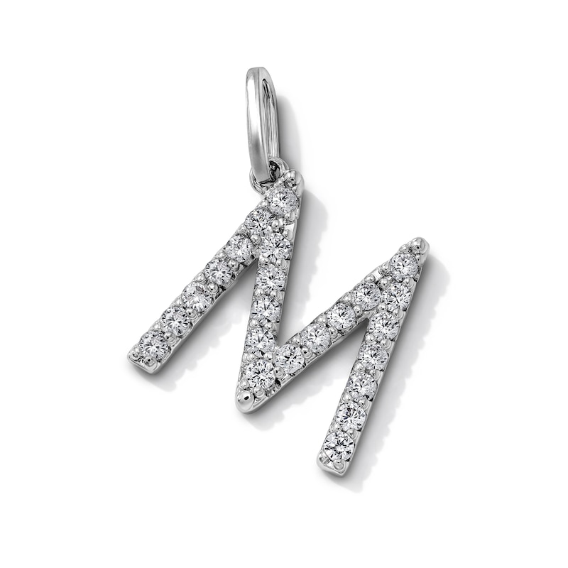 Silver-Plated CZ "M" Initial Necklace Charm