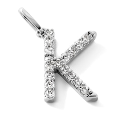 Silver-Plated CZ Pavé "K" Initial Necklace Charm