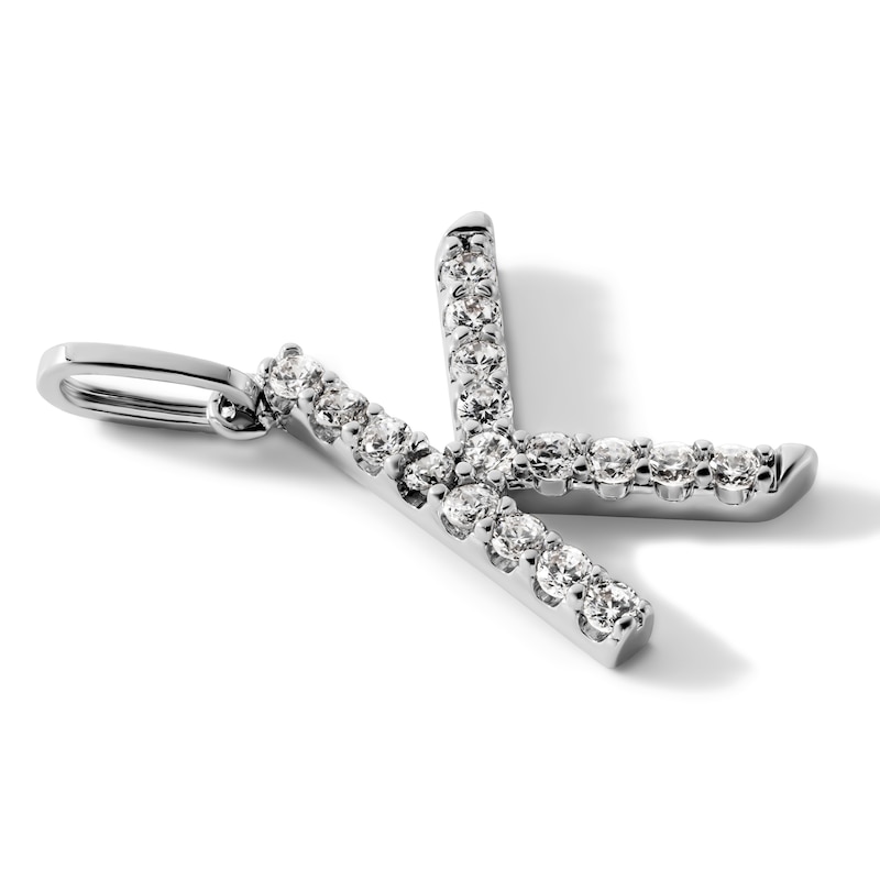 Silver-Plated CZ Pavé "K" Initial Necklace Charm