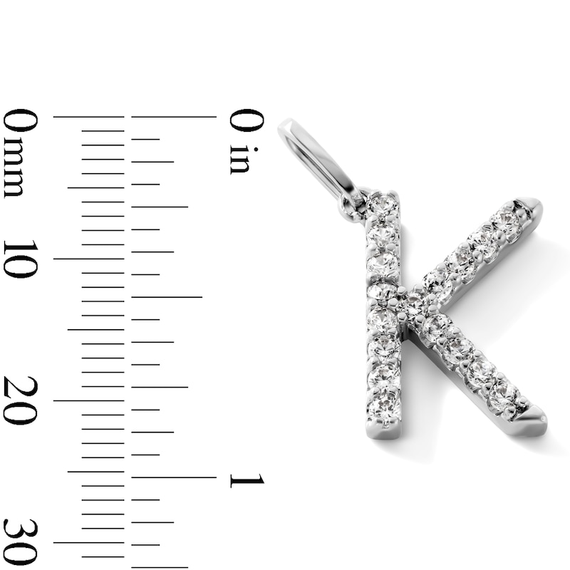 Silver-Plated CZ Pavé "K" Initial Necklace Charm