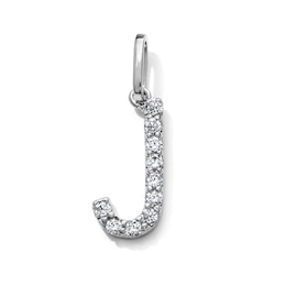 Silver-Plated CZ "J" Initial Necklace Charm