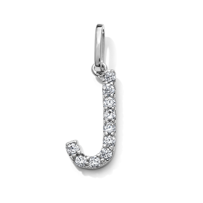 Silver-Plated CZ "J" Initial Necklace Charm