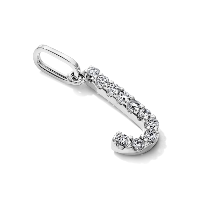 Silver-Plated CZ "J" Initial Necklace Charm