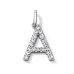 Silver-Plated CZ "A" Initial Necklace Charm