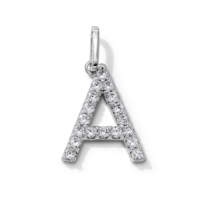 Silver-Plated CZ "A" Initial Necklace Charm
