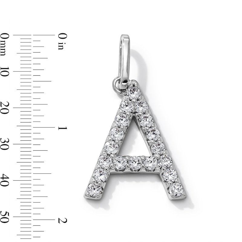 Silver-Plated CZ "A" Initial Necklace Charm
