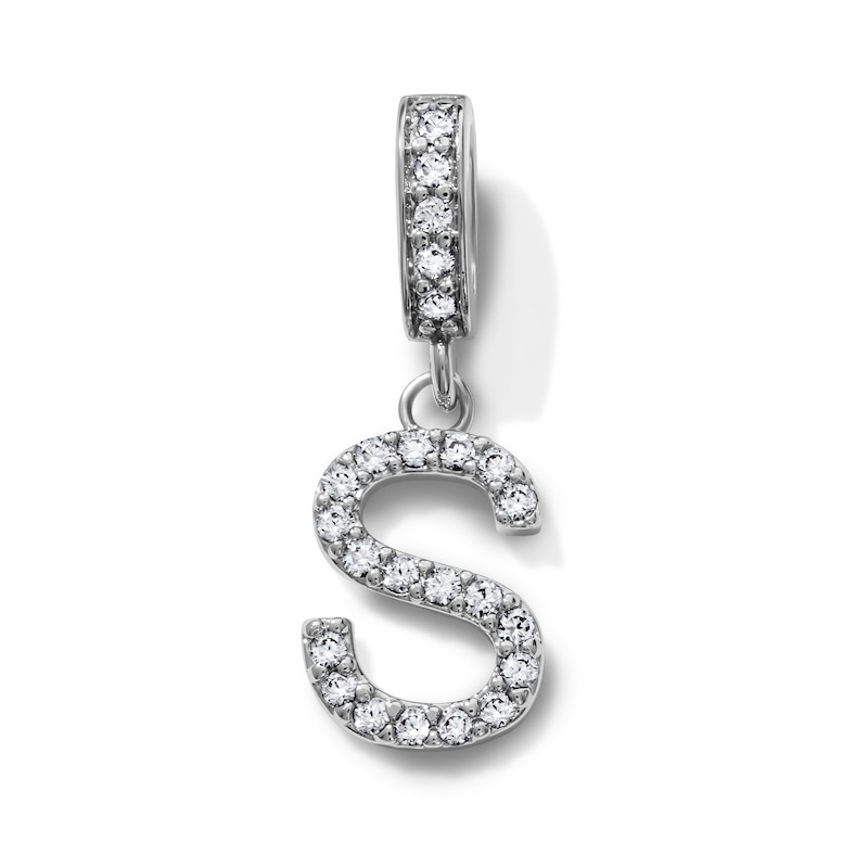 Silver-Plated CZ Pavé "S" Initial Necklace Charm