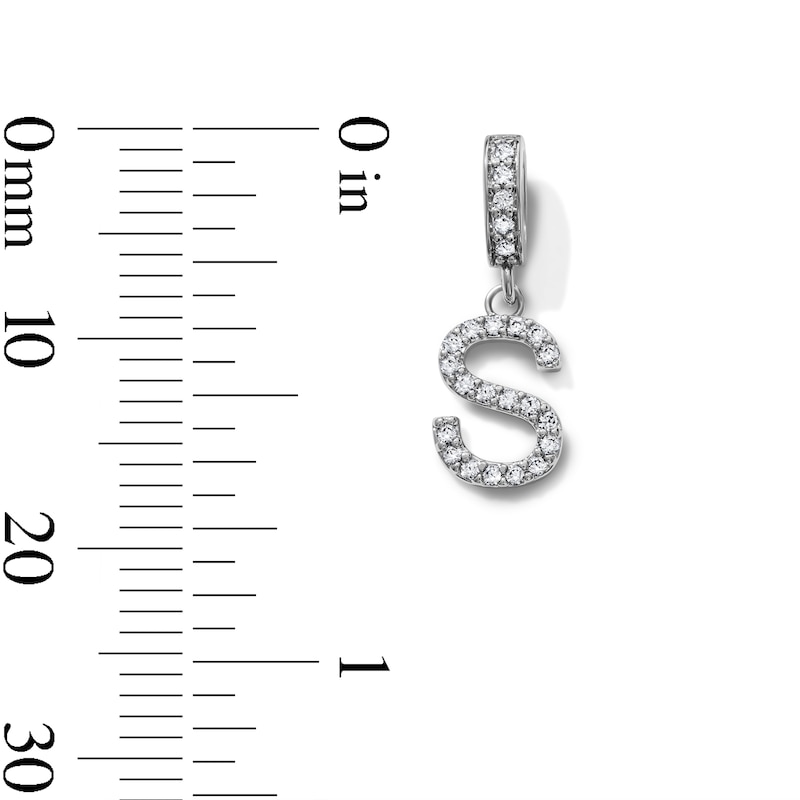 Silver-Plated CZ Pavé "S" Initial Necklace Charm