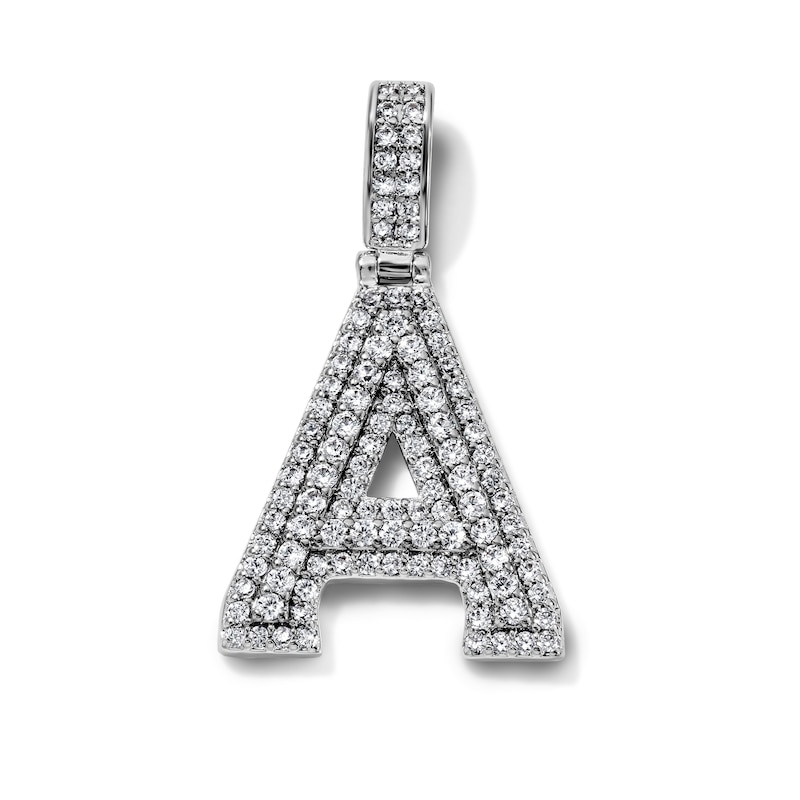 Silver-Plated CZ Pavé Double "A" Initial Necklace Charm