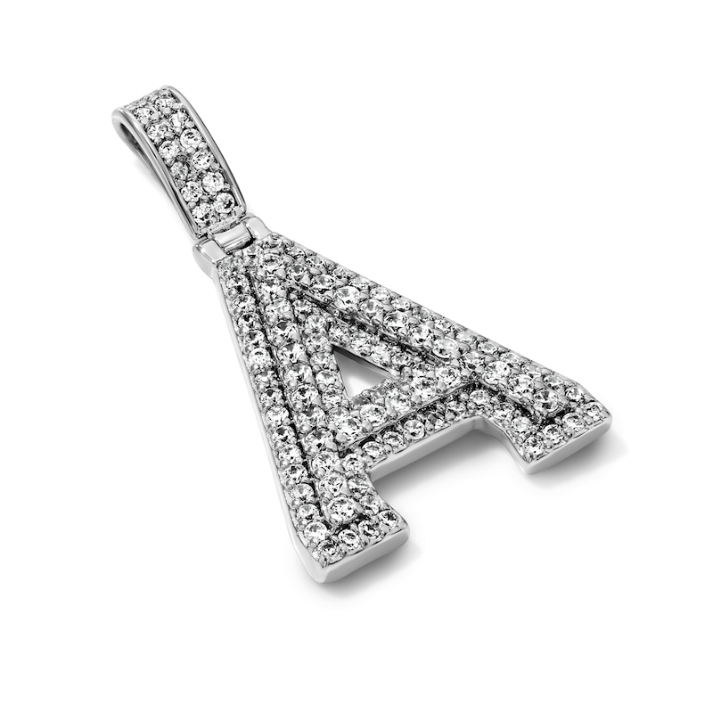 Silver-Plated CZ Pavé Double "A" Initial Necklace Charm