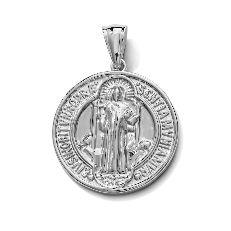 Silver-Plated St. Benedict Medallion Necklace Charm