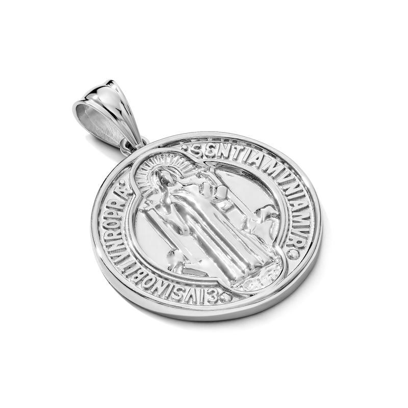 Silver-Plated St. Benedict Medallion Necklace Charm