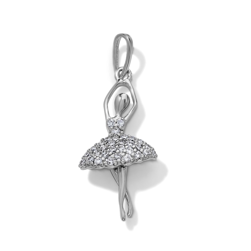 Silver-Plated CZ Ballerina Necklace Charm